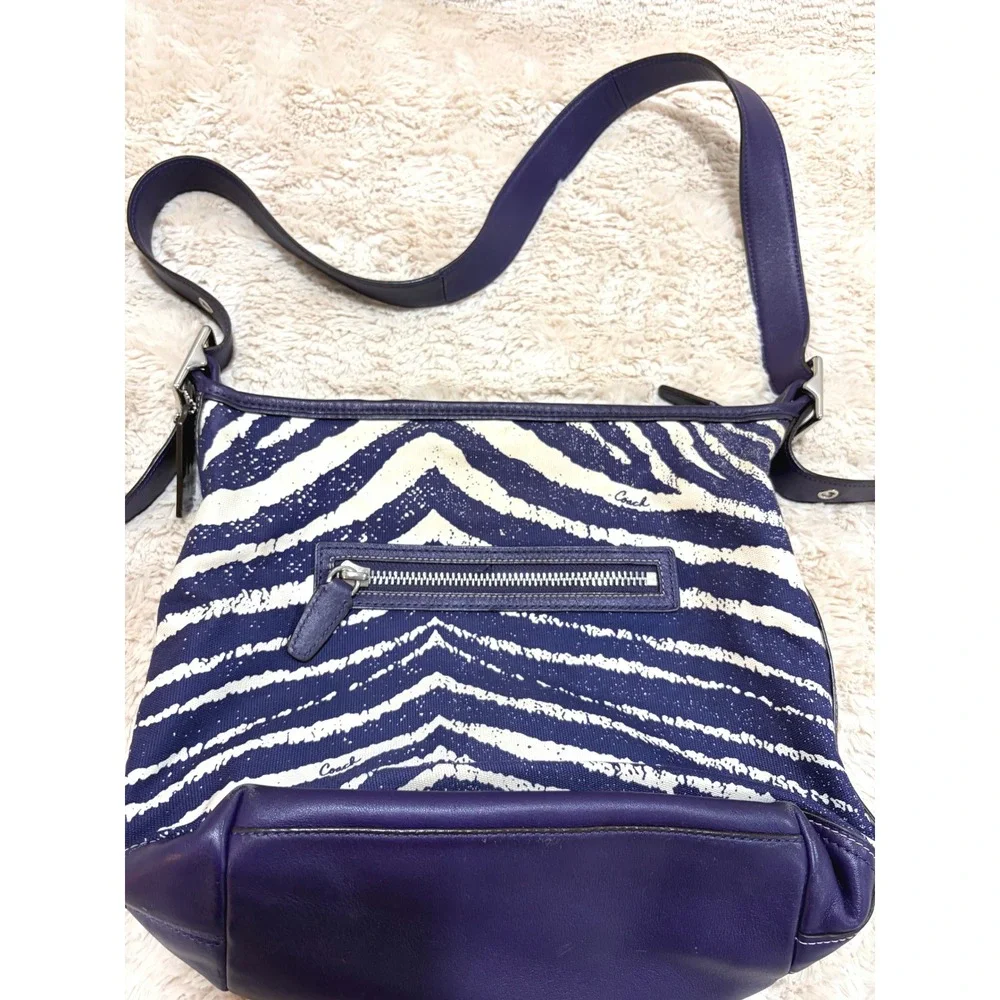 VINTAGE Coach Legacy Purple Zebra Canvas Zip Indie Sleaze Duffle Hobo Bag 23410